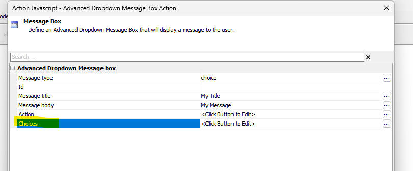 Builder for Choice style Advanced Dropdown Message box.